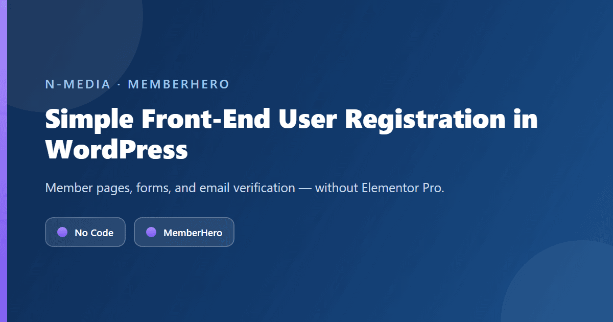 Simple Front-End User Registration in WordPress, Without Elementor Pro