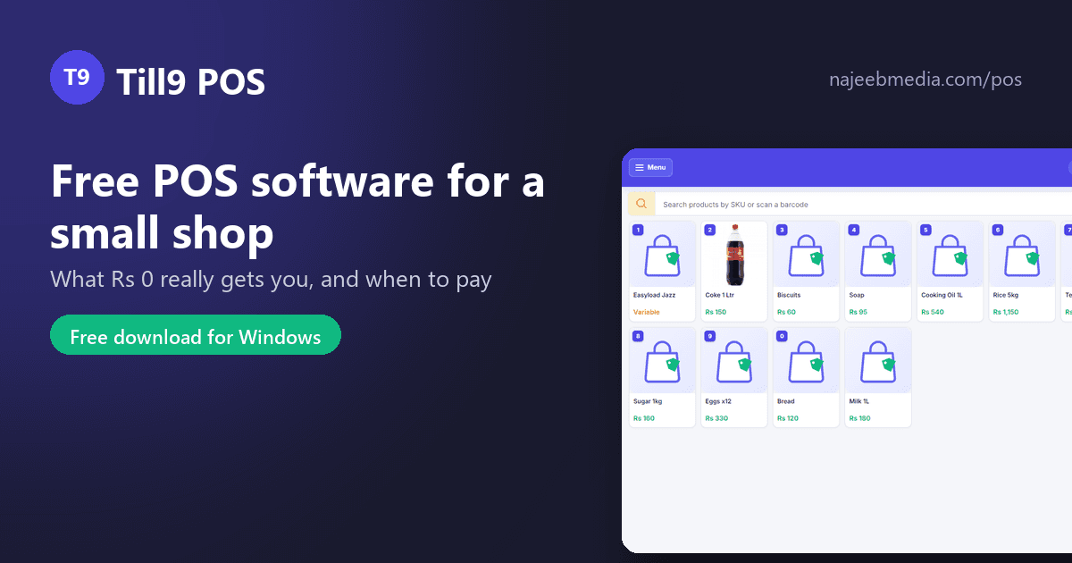 Free POS Software for a Small Shop: What Rs 0 Actually Gets You