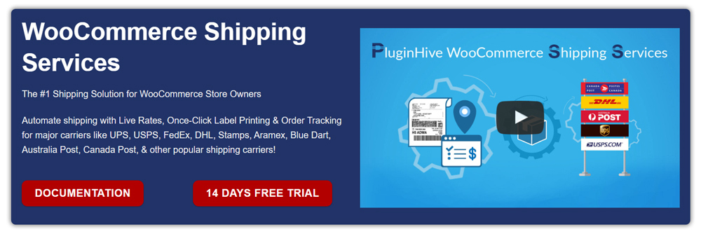 PluginHive WooCommerce Shipping Services — live carrier rates, label printing and order tracking
