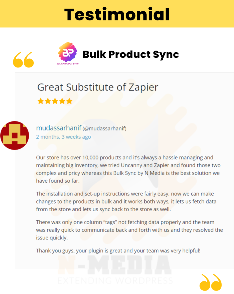 Bulk Product Sync Review